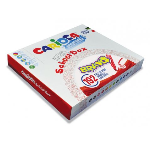 Carioca Bravo Pack de 192 Rotuladores - Cuerpo Octogonal Maxi - Tinta Superlavable - Punta Maxi 6mm Bloqueada - Tapa Ventilada - Color Varios
