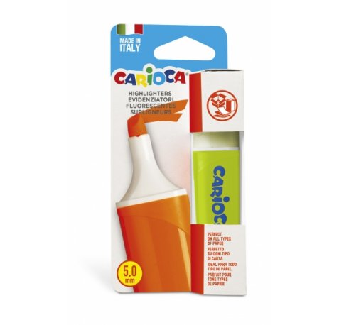 Carioca Memolight Subrayador - Punta Biselada de 5mm - Color Brillante y Lavable - Tinta a Base de Agua - Color Verde