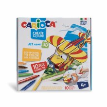 Carioca Pop-Up Modelos para Colorear y Construir - Aventura con Nuevos Compañeros de Viaje - 10 Rotuladores Superlavables Doble Punta - Color Varios