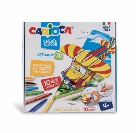 Carioca Pop-Up Modelos para Colorear y Construir - Aventura con Nuevos Compañeros de Viaje - 10 Rotuladores Superlavables Doble Punta - Color Varios