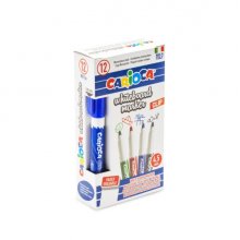 Carioca Rotulador para Pizarra Blanca Clip - Tapa con Clip - Se Borra Facilmente - Se Seca Rapidamente - Punta de Ø 4.5mm - Color Azul (12 uds)