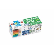 Carioca Mini Coloring Roll Jungle de Papel Adhesivo para Colorear - Aplicable en Superficies Verticales u Horizontales - Reutilizable sin Residuos - Incluye 6 Lapices de Colores - Color Varios