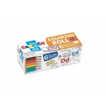 Carioca Mini Coloring Roll Abc de Papel Adhesivo para Colorear - Aplicable en Superficies Verticales u Horizontales - Reutilizable sin Residuos - Incluye 6 Lapices de Colores - Color Varios