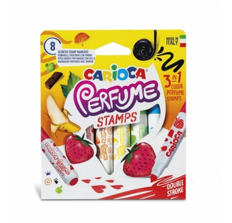 Carioca Pack de 8 Rotuladores Perfumados Doble Punta - Tinta Perfumada y Lavable - Aromas Naturales - Libre de Sustancias Alergenicas - Punta Bloqueada y Conica para Doble Trazo - Color Varios