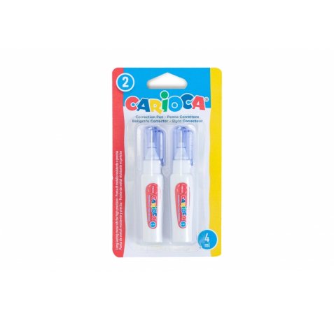 Carioca Pack de 2 Mini Boligrafos Correctores - Punta de Metal Resistente y Precisa - Apto para Todo Tipo de Papel - Secado Rapido - Color Blanco
