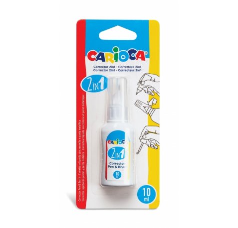 Carioca Pen & Brush Corrector 2En1 - Boligrafo y Pincel - Pincel de Nylon Suave y Preciso - Punta Metalica de Precision - Secado Rapido - Color Blanco