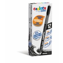 Carioca Oops Boligrafos Borrables - Tinta Negra Termo Sensible - Empuñadura Ergonomica Triangular - Punta de Ø 0.7mm - Doble Goma - Color Negro (12 uds)