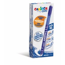 Carioca Oops Boligrafos Borrables - Termo Sensible - Empuñadura Ergonomica Triangular - Punta Ø 0.7mm - Doble Goma - Recambios Compatibles - Color Azul (12 uds)