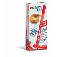 Carioca Oops Boligrafos Borrables - Tinta Roja Termo Sensible - Empuñadura Ergonomica Triangular - Punta de Ø 0.7mm - Doble Goma - Color Rojo (12 uds)