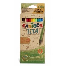 Carioca Eco Family Pack de 12 Lapices de Colores - Cuerpo Hexagonal - Colores Brillantes - Escritura Blanda - Mina Segura y Resistente - No Se Astilla - Color Varios