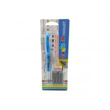 Carioca Primary Pack de 1 Boligrafo Recargable + 4 Cartuchos - Punta Roller de Acero Inoxidable - Dosificador de Flujo Constante - Color Azul
