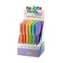 Carioca Fiorella Expositor con 30 Boligrafos de Colores Tinta Gel - Punta de Bola 1mm - Cuerpo Transparente Pastel - Colores Pastel Surtidos