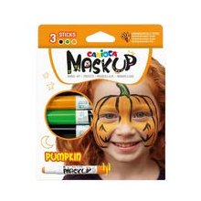 Carioca Mask Up Pumpkin Pack de 3 Colores para la Piel - Colores Brillantes - Lavables - Base Agua - Incluye Dos Tutoriales Paso a Paso - Colores Naranja, Verde y Negro