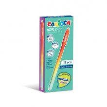 Carioca Oops Easy Pack de 12 Boligrafos Borrables - Tinta Termo Sensible - Cuerpo con Efecto Degradado - Punta de Ø 0.7mm - Doble Goma - Color Varios
