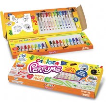 Carioca Pack de 30 Rotuladores Perfumados - Tinta Lavable - Aromas Naturales - Libre de Sustancias Alergenicas - Punta Conica Bloqueada - Incluye Pegatinas para Colorear - Color Varios