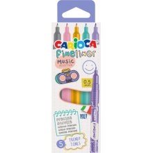 Carioca Fineliner Music Pack de 5 Rotuladores - Punta Blanca de Acetal 0.5mm - Colores Surtidos