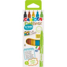 Carioca Fineliner Travel Pack de 5 Rotuladores - Punta Blanca de Acetal 0.5mm - Colores Surtidos
