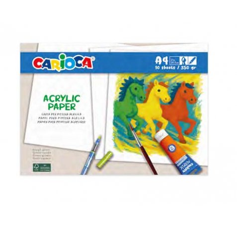 Carioca Acrylic Pack con 10 Hojas A4 para Rotuladores y Pintura Acrilica - Papel de 350gr - No Deja que los Colores Traspasen