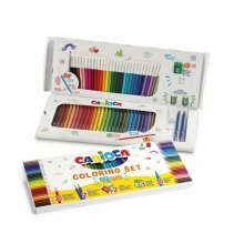 Carioca Joy Pack de 65 Piezas para Colorear - 30 Rotuladores Super Lavables - 30 Lapices de Color Superfuertes - 2 Gomas de Borrar - 2 Lapices de Grafito HB - 1 Sacapuntas con Deposito - Color Varios