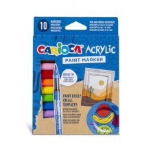 Carioca Acrylic Pack de 10 Marcadores de Pintura Acrilica - Punta Pincel - Tinta a Base de Agua - Alta Cobertura - Colores Surtidos Carioca Acrylic Pack de 10 Marcadores de Pintura Acrilica - Punta Pincel - Tinta a Base de Agua - Alta Cobertura - Colores Surtidos