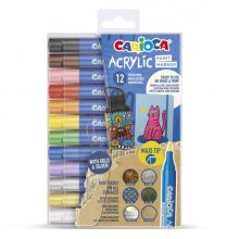 Carioca Acrylic Pack de 12 Marcadores de Pintura Acrilica - Punta Maxi - Tinta a Base de Agua - Alta Cobertura - Colores Surtidos Carioca Acrylic Pack de 12 Marcadores de Pintura Acrilica - Punta Maxi - Tinta a Base de Agua - Alta Cobertura - Colores Surtidos