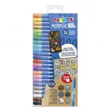 Carioca Acrylic Pack de 24 Marcadores de Pintura Acrilica - Punta Media - Tinta a Base de Agua - Alta Cobertura - Colores Surtidos Carioca Acrylic Pack de 24 Marcadores de Pintura Acrilica - Punta Media - Tinta a Base de Agua - Alta Cobertura - Colores Surtidos
