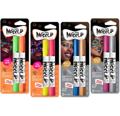 Pack Carioca Mask Up Metallic 2 Unidades - Colores para la Piel en Stick Metalicos - Colores Brillantes - Lavables - Base Agua - Se Pueden Mezclar - Color Varios