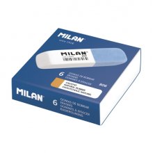 Milan 806 Gomas Biseladas - Doble Dureza - Abrasivo para Tinta - Flexible para Lapiz - Color Azul (6 uds)