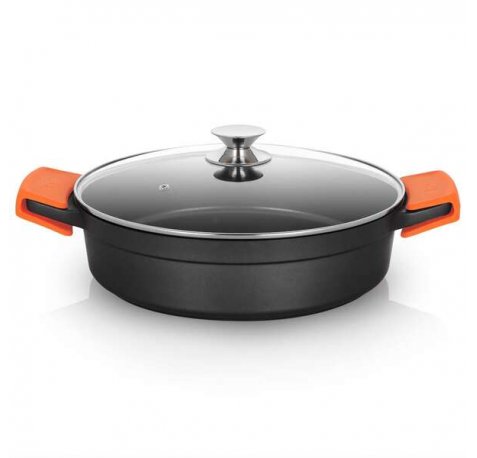 Orbegozo CDB 1032 Cacerola Baja - Aluminio Fundido Indeformable - Capacidad 5.9L - Asas de Silicona - Antiadherente Pfoa - Apta para Todo Tipo de Fuegos
