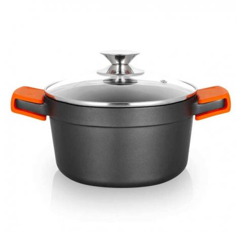 Orbegozo CDH 3020 - Cacerola de Aluminio Fundido Resistente - Versatilidad y Seguridad en la Cocina - Antiadherente y Apta para Todo Tipo de Fuegos - Tapa de Cristal Templado - 2.8L de Capacidad