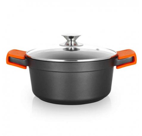 Orbegozo CDH 3024 - Cacerola de Aluminio Fundido para Guisos de la Abuela Indeformable - 4.5 L - Asas de Silicona - Antiadherente - Apta para Todo Tipo de Fuegos Segura y Practica
