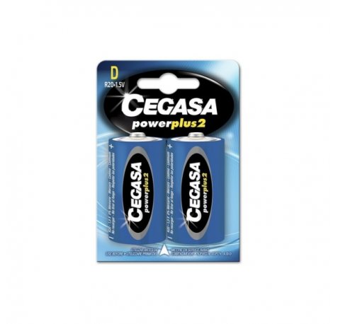 Cegasa Power Plus 2 Pack de 2 Pilas R20 D - Pilas Salinas para Aparatos de Bajo Consumo