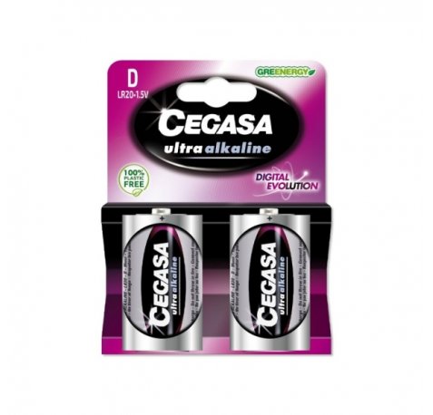 Cegasa Ultra Alcaline Pack de 2 Pilas LR20 D - Alta Tecnologia - Mas Capacidad, Potencia y Rendimiento