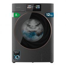 Cecotec Bolero DressCode 12950 Autodose Direct Drive 3D Steel Lavadora de Carga Frontal de 12kg - 1400rpm - Autodosificacion - 13 Programas - Pantalla Tactil - 60x57.7x84.7cm - Color Gris y Negro