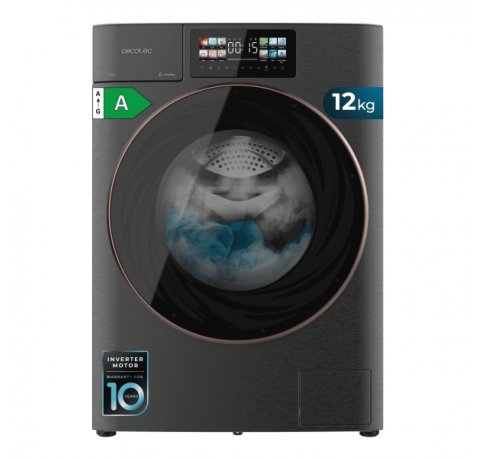 Cecotec Bolero DressCode 12950 Autodose Direct Drive 3D Steel Lavadora de Carga Frontal de 12kg - 1400rpm - Autodosificacion - 13 Programas - Pantalla Tactil - 60x57.7x84.7cm - Color Gris y Negro