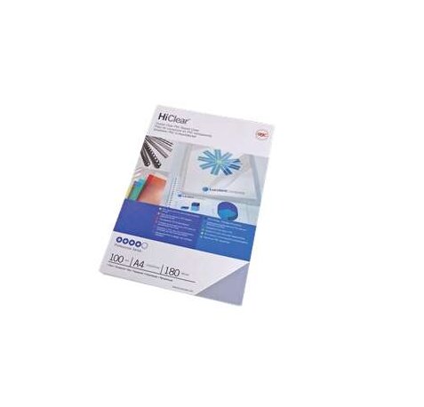 GBC HiClear Paquete de 100 Portadas de Encuadernar A4 - 180 Micras - Color Transparente