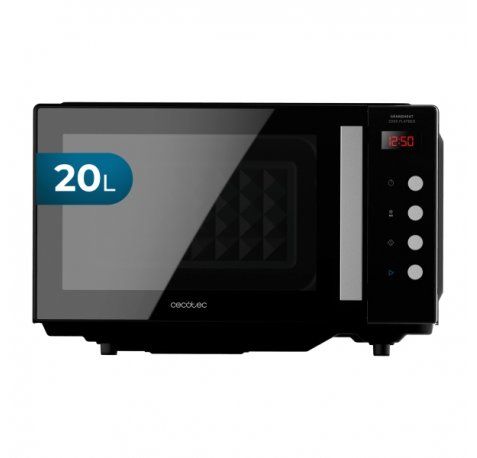 Cecotec GrandHeat 2000 Flatbed Black Microondas sin Plato - 700W - Capacidad 20L - Revestimiento Ceramico - Bloqueo de Seguridad Infantil - Avisador Acustico - Color Negro
