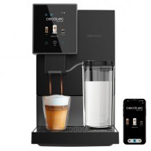 Cecotec Cremmaet Compactccino Connected Black Silver Cafetera Superautomatica - Molinillo - 19bar - Deposito 1.1L - Pantalla TFT - WiFi - Tanque de Leche 400ml - Thermoblock - Color Negro