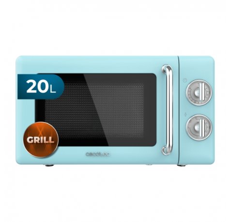 Cecotec Proclean 3110 Retro Blue Microondas con Grill - 700W - Capacidad 20L - 6 Niveles - Estilo Vintage - Avisador Acustico - Color Azul Claro