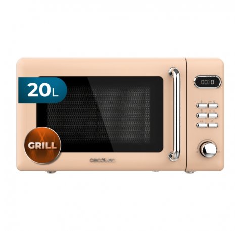 Cecotec Proclean 5110 Retro Beige Microondas con Grill - 700W - Capacidad 20L - 5 Niveles - Bloqueo de Seguridad Infantil - Avisador Acustico - Color Beige