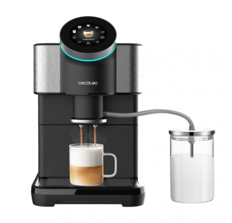 Cecotec Cremmaet Spin Cafetera Superautomatica - 1450W - Molinillo Ceramico - 19bar - Deposito 1.5L - Pantalla Tactil - Tanque de Leche 0.6L - Thermoblock - Color Titanio y Negro