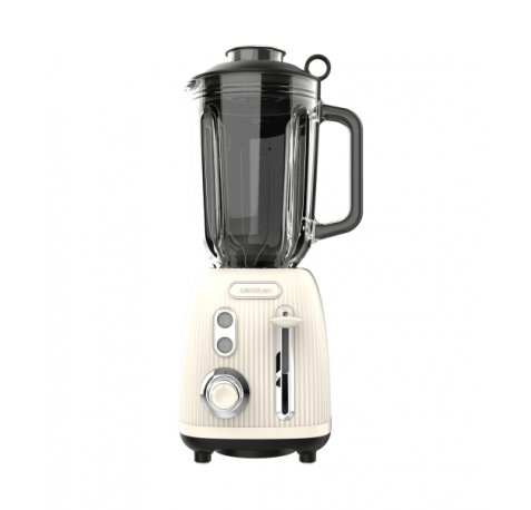 Cecotec Power Black Titanium RetroBeige Batidora de Vaso - 1200W - Jarra de 1.5L - Funcion Pulse - 4 Hojas Recubiertas de Titanio - Velocidad Ajustable - Color Beige
