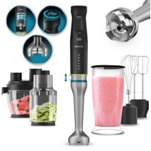 Cecotec Katana 15 TotalDestroy Full B Screen Batidora de Mano - 1500W - Vaso de 0.8L - Accesorios Multifuncion - Campana Antisalpicadura - 4 Hojas Recubiertas de Titanio - Color Negro y Plata