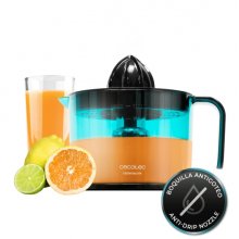 Cecotec EssentialVita Adjust Black Exprimidor Electrico - 40W - Filtro Regulador de Pulpa - 2 Conos Desmontables - Boquilla Antigoteo - Apto Lavavajillas - Cubierta Antipolvo - Color Negro y Azul