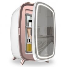 Cecotec CoolingBeauty 6000 Mirror Nevera para Cosmeticos con Espejo - 6L - Luz LED con 3 Intensidades - Silencioso - Enfriamiento hasta 10ÂºC - Asa Superior - Color Blanco y Rosa