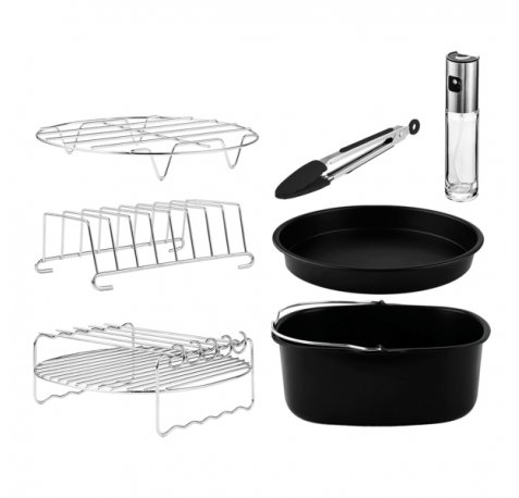 Cecotec Cecofry Pack de 8 Accesorios para Freidora de Aire hasta 6.5L - Superficie Antiadherente - Apto para Lavavajillass - Libre de BPA - Color Surtido