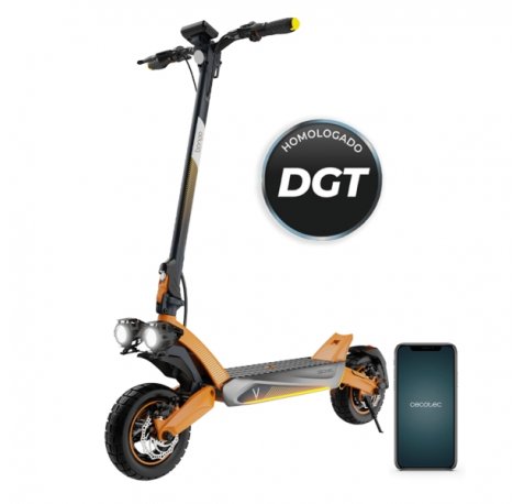 Cecotec Bongo V70 Connected Patinete Electrico - 1500W - Autonomia 70km - Bateria 48V y 15Ah - Doble Suspension - App - Disco de Frenado - e-ABS - Homologado DGT - Ruedas de 10" - Color Gris y Naranja