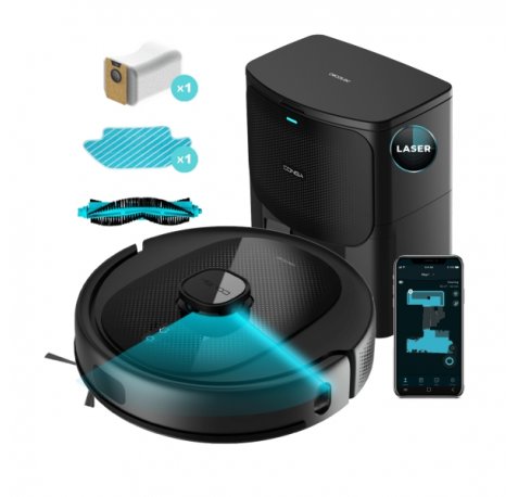 Cecotec Conga 8290 Immortal Ultra Power Home Genesis Robot Aspirador 4 en 1 con Base de Autovaciado - 7000Pa - Bateria 5200mAh - Navegacion Laser - 10 Modos - Control con App - Color Negro