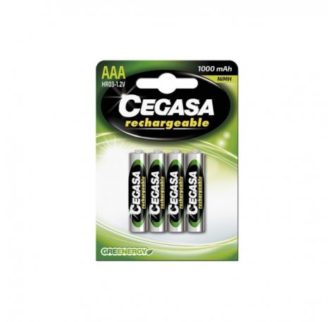 Cegasa Rechargeable Pack de 4 Pilas Recargables AAA HR03 1000mAh