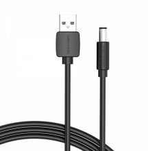 Vention Cable Alimentacion USB-A Macho a DC 5.5mm - 1.5m - Color Negro Vention Cable Alimentacion USB-A Macho a DC 5.5mm - 1.5m - Color Negro